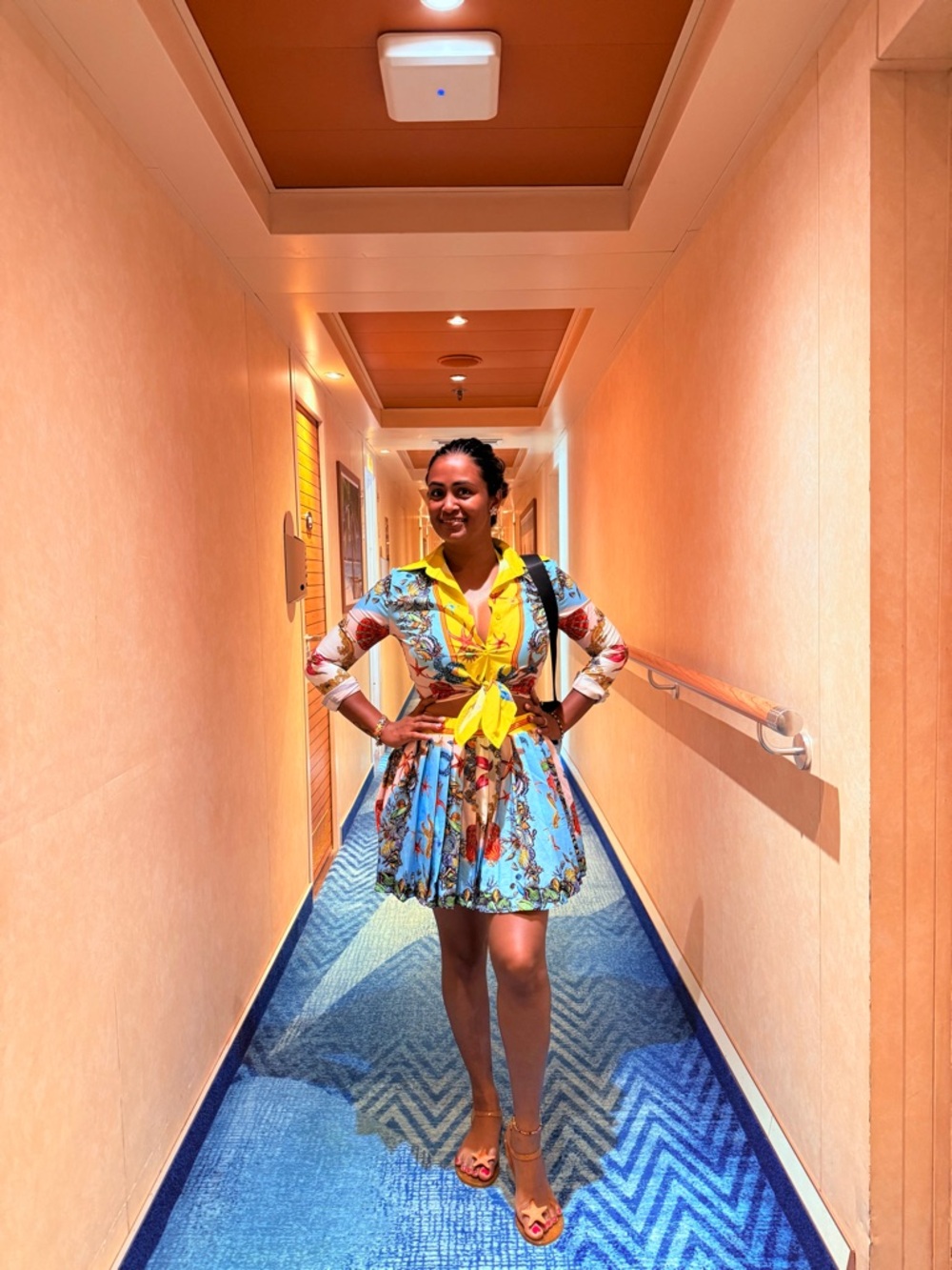 Unknown brand bought in Aruba 🇦🇼 Blue Floral 2 piece with Yellow Accents